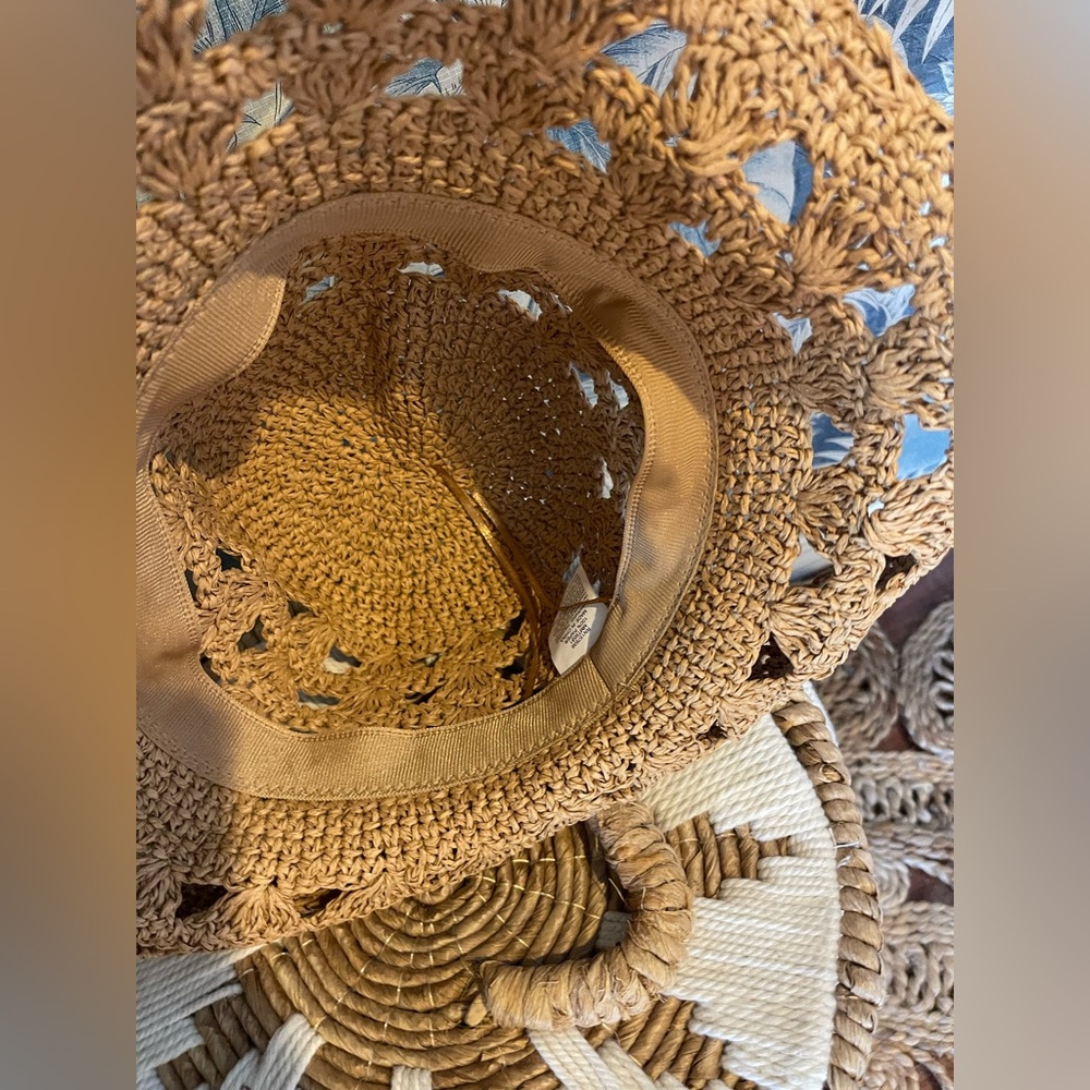 Woven Straw Boho Bucket Hat with Leaf Cutouts – Boho Summer Style - Picture 5 of 7